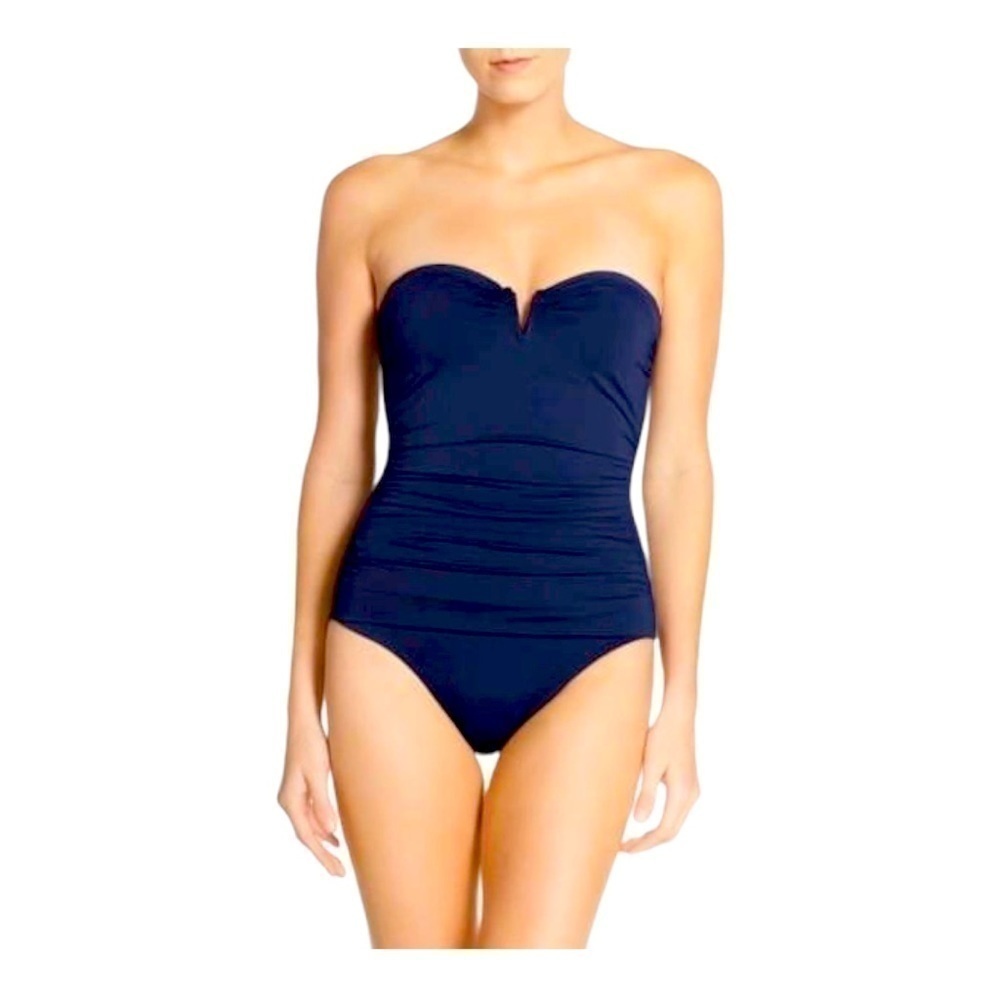 Tommy Bahama Pearl V-wire Bandeau One Piece Swimsuit- mare navy